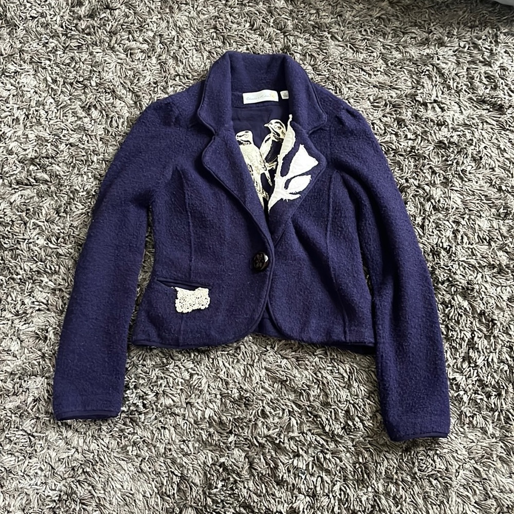 Anthropologie Charlie & Robin Wool Blend Cropped Cardigan Jacket Small